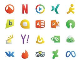 20 Social Media Icon Pack Including feedburner yahoo microsoft access overflow question vector