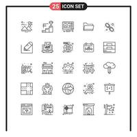 25 Universal Line Signs Symbols of web link link printing hyperlink data Editable Vector Design Elements