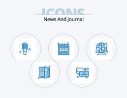 News Blue Icon Pack 5 Icon Design. global. online. message. news. reporter vector