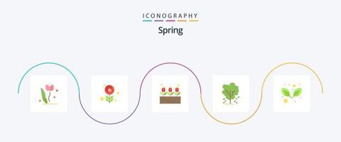 Spring Flat 5 Icon Pack Including leaf. nature. flower. apple tree. tree vector