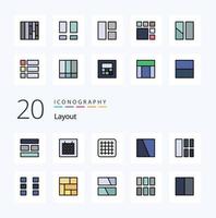 20 Layout Line Filled Color icon Pack like interface collage image layout wireframe vector