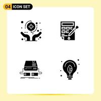 Solid Glyph Pack of 4 Universal Symbols of hands console insurance color bucket gaming Editable Vector Design Elements