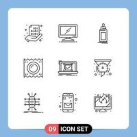 Modern Set of 9 Outlines Pictograph of medical condom imac milk child Editable Vector Design Elements