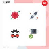 4 Flat Icon concept for Websites Mobile and Apps beauty tie relax socket day Editable Vector Design Elements