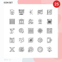 Mobile Interface Line Set of 25 Pictograms of study schedule virus learning laos Editable Vector Design Elements