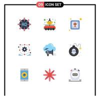 9 Creative Icons Modern Signs and Symbols of marketing setting parabola web design religious Editable Vector Design Elements