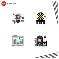 4 iconos creativos signos y símbolos modernos de negocios diy taller de tren cruzado elementos de diseño vectorial editables vector