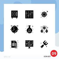 Modern Set of 9 Solid Glyphs and symbols such as lab energy musical line development Editable Vector Design Elements