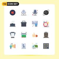 Modern Set of 16 Flat Colors and symbols such as equipment typewriter sitting text cinema script Editable Pack of Creative Vector Design Elements