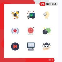 Set of 9 Modern UI Icons Symbols Signs for success hit glass goal leaf Editable Vector Design Elements