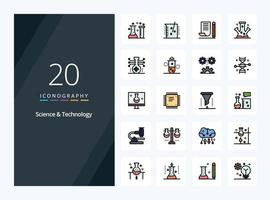 20 Science And Technology line Filled icon for presentation vector