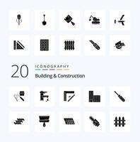 20 Building And Construction Solid Glyph icon Pack like building design water repair construction vector