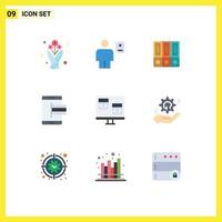 9 User Interface Flat Color Pack of modern Signs and Symbols of mobile commerce profile folders database Editable Vector Design Elements