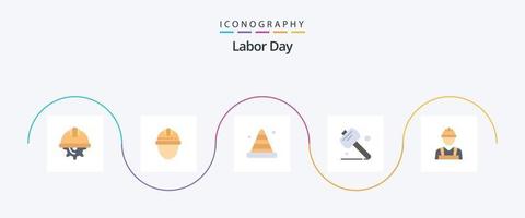 Labor Day Flat 5 Icon Pack Including tools. saw. labor. tool. construction vector