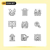9 iconos creativos signos y símbolos modernos de dinero pagado chat finanzas negocios elementos de diseño vectorial editables vector