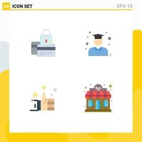 Pictogram Set of 4 Simple Flat Icons of banking school payment education hand Editable Vector Design Elements