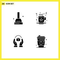 Pictogram Set of 4 Simple Solid Glyphs of bath handle celebration drink responsibility Editable Vector Design Elements