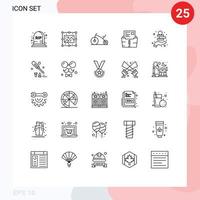 Universal Icon Symbols Group of 25 Modern Lines of coins money investment bicycle folder document Editable Vector Design Elements