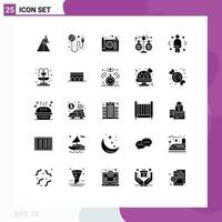 25 iconos creativos, signos y símbolos modernos de financiación, equidad, romance, presupuesto, papel, elementos de diseño vectorial editables vector