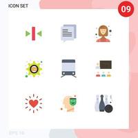 Group of 9 Modern Flat Colors Set for train css gear consultant css cascading Editable Vector Design Elements