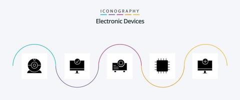 paquete de iconos de glifo 5 de dispositivos que incluye computadoras. hardware. dispositivo. artilugio. ordenadores vector