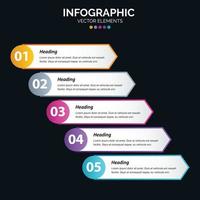 El vector de diseño de infografías de 5 pasos y el marketing se pueden utilizar para el diseño del flujo de trabajo