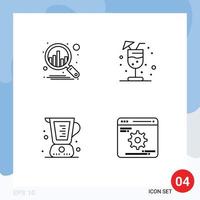 4 User Interface Line Pack of modern Signs and Symbols of business jug drink baked cogwheels Editable Vector Design Elements