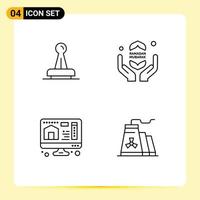 Set of 4 Modern UI Icons Symbols Signs for stamp ramadhan legal seal computer Editable Vector Design Elements