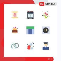 Universal Icon Symbols Group of 9 Modern Flat Colors of website layout flower wedding love Editable Vector Design Elements