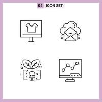 Group of 4 Modern Filledline Flat Colors Set for apparel message commerce mail green Editable Vector Design Elements