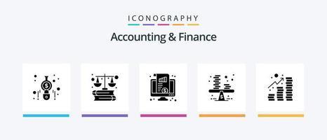 Accounting And Finance Glyph 5 Icon Pack Including coins. money. dashboard. business. money. Creative Icons Design vector