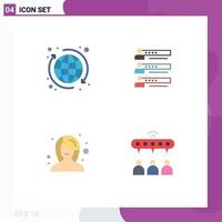 4 iconos planos universales signos símbolos de estadísticas globales personas del mundo belleza elementos de diseño vectorial editables vector