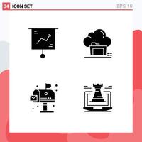 Modern Set of 4 Solid Glyphs and symbols such as business share marketing archive environment Editable Vector Design Elements