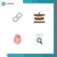 Pictogram Set of 4 Simple Flat Icons of clip easter metal cake egg Editable Vector Design Elements