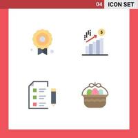 Modern Set of 4 Flat Icons and symbols such as certificate school business dollar test Editable Vector Design Elements