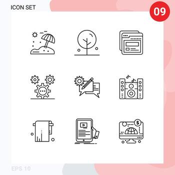 paquete de interfaz de usuario de 9 esquemas básicos de diseño de ideas de plantilla de programación de comunicación elementos de diseño vectorial editables vector
