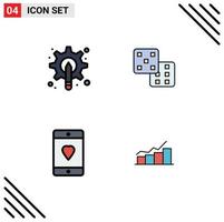 4 Thematic Vector Filledline Flat Colors and Editable Symbols of designer devices tool gaming love Editable Vector Design Elements