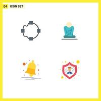 Pack of 4 Modern Flat Icons Signs and Symbols for Web Print Media such as path notify fast yoga employee Editable Vector Design Elements