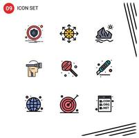 Pictogram Set of 9 Simple Filledline Flat Colors of technology reality platform virtual iceberg Editable Vector Design Elements