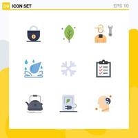 9 iconos creativos signos y símbolos modernos del elemento de copos de nieve avatar servicio de spa elementos de diseño vectorial editables vector