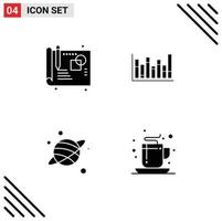 Group of 4 Solid Glyphs Signs and Symbols for creative space graph down cup Editable Vector Design Elements