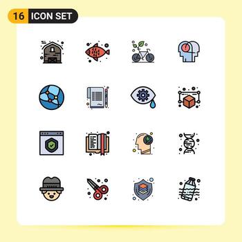 16 Flat Color Filled Line concept for Websites Mobile and Apps network human eco hearing better Editable Creative Vector Design Elements