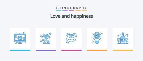 Love Blue 5 Icon Pack Including bottle. idea. care. heart. bulb. Creative Icons Design vector