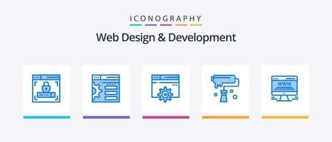 Web Design And Development Blue 5 Icon Pack Including board. advert. gear. design. creative. Creative Icons Design vector