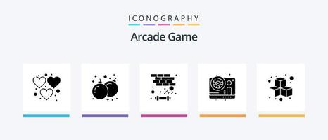 Arcade Glyph 5 Icon Pack Including fun. play. brick. game. steering. Creative Icons Design vector