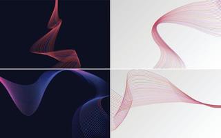 Set of 4 abstract wave backgrounds for a unique look vector