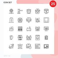 Universal Icon Symbols Group of 25 Modern Lines of computer shop order video marketing Editable Vector Design Elements