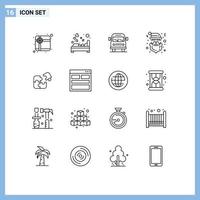 Pack of 16 creative Outlines of business cap truck santa christmas Editable Vector Design Elements