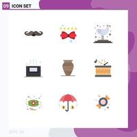 9 Flat Color concept for Websites Mobile and Apps emoji amphora rating room bath Editable Vector Design Elements