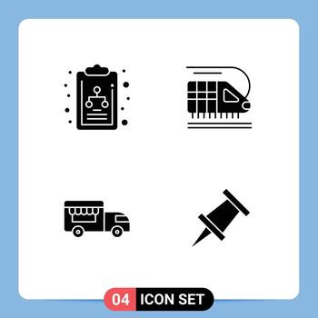 Modern Set of 4 Solid Glyphs and symbols such as chart marker train ice cream Layer 1 Editable Vector Design Elements